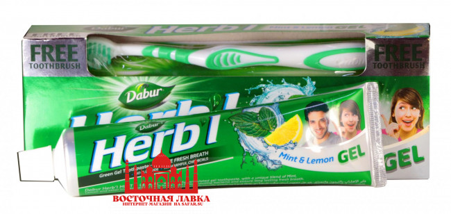 Освежающая зубная гель-паста Dabur Herb'l с мятой и лимоном 150g